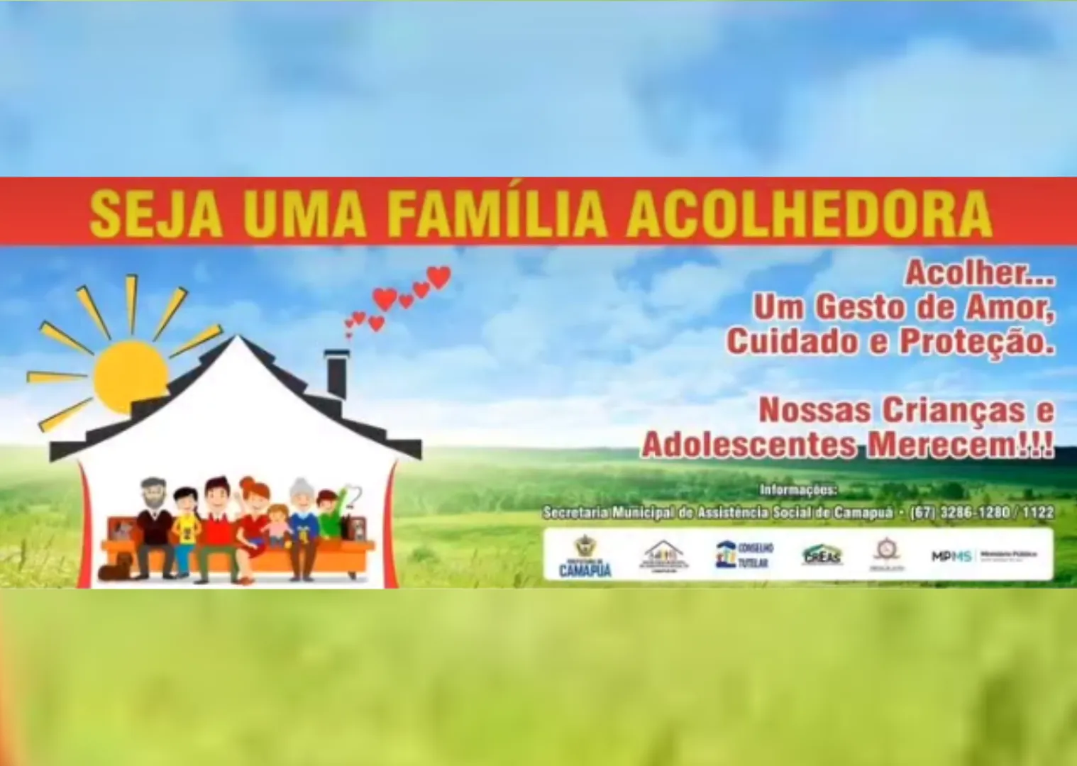 Imagem de compartilhamento para o artigo Camapuã conquista selo nacional por excelência em acolhimento familiar da MS Todo dia